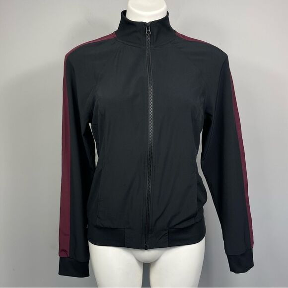 Z by Zella Womens Track Bomber Lightweight Full Zip Jacket Black Burgundy XS - Picture 4 of 16